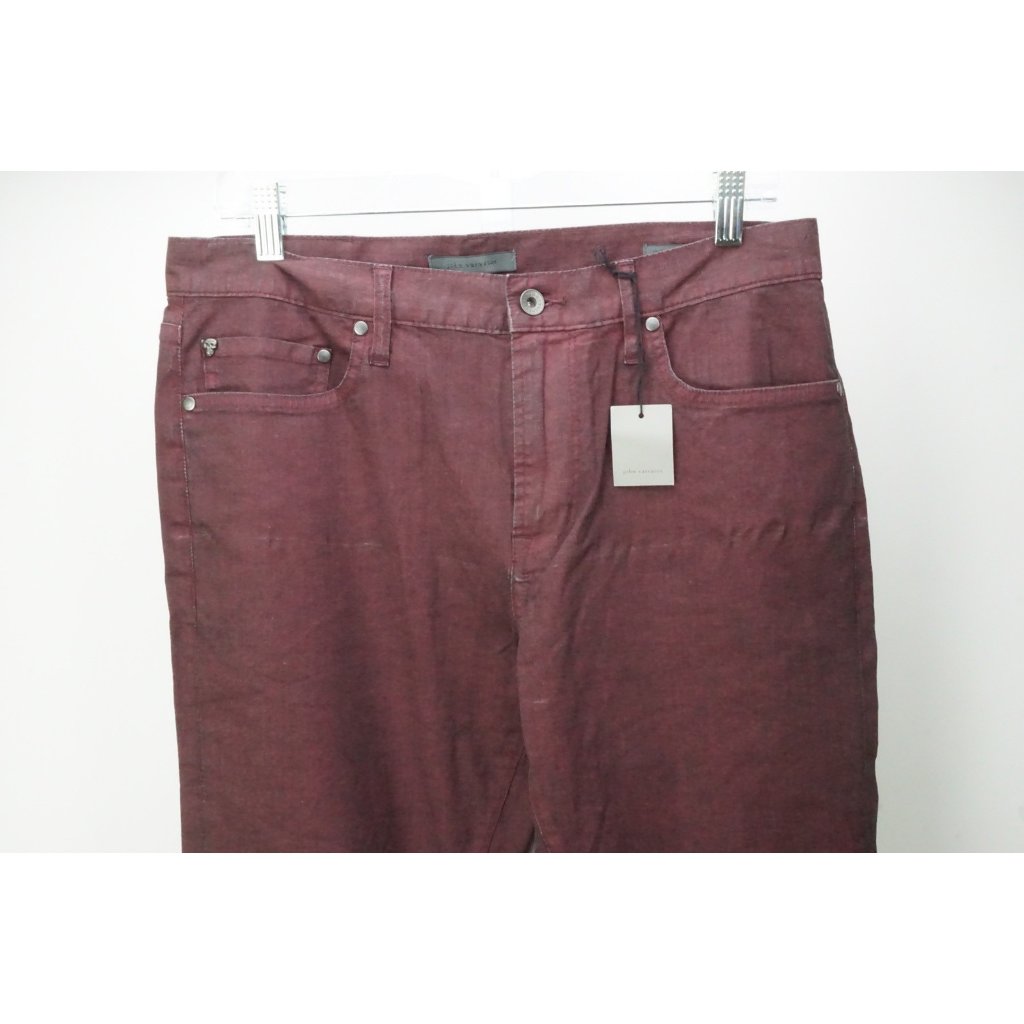John Varvatos Jv704Tapered Oxblood Red Casual Pants Sz 32 Brand New